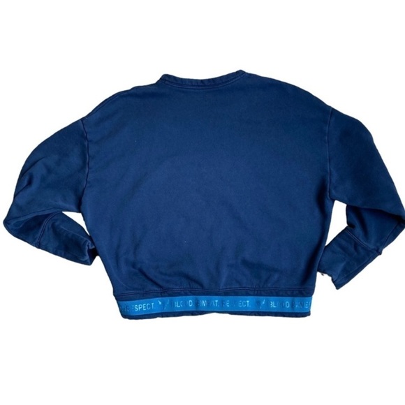 Under Armour Project Rock Sweater Crewneck Sweatshirt Drawstring Crop Navy S - Picture 8 of 15